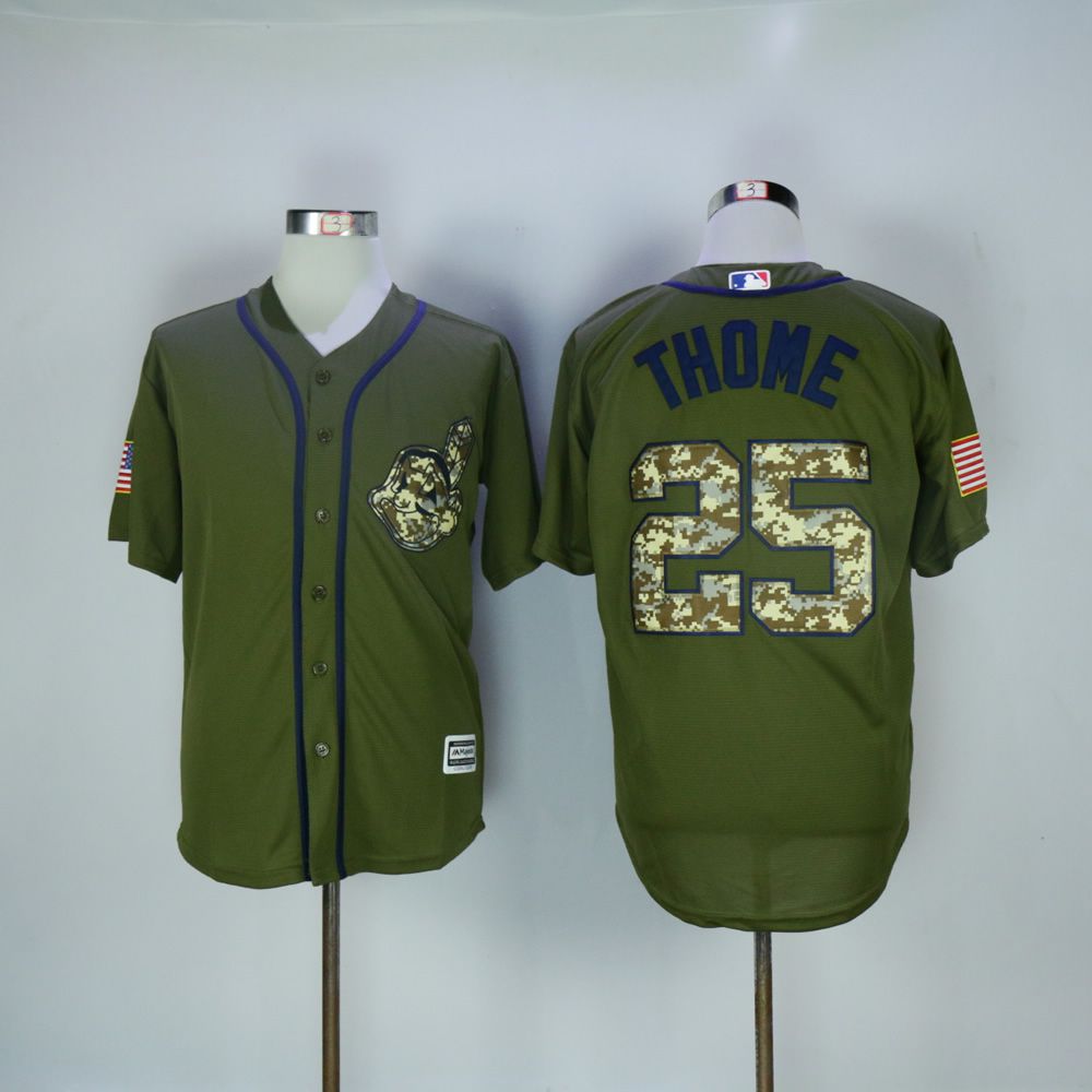 Men Cleveland Indians 25 Thome Green MLB Jerseys